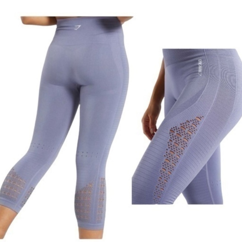 Bundle of Gymshark Purple and Pink High-Waisted Leggings with Mesh Detail